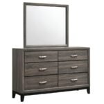 WATSON 6-DRAWER DRESSER WITH MIRROR GREY OAK
