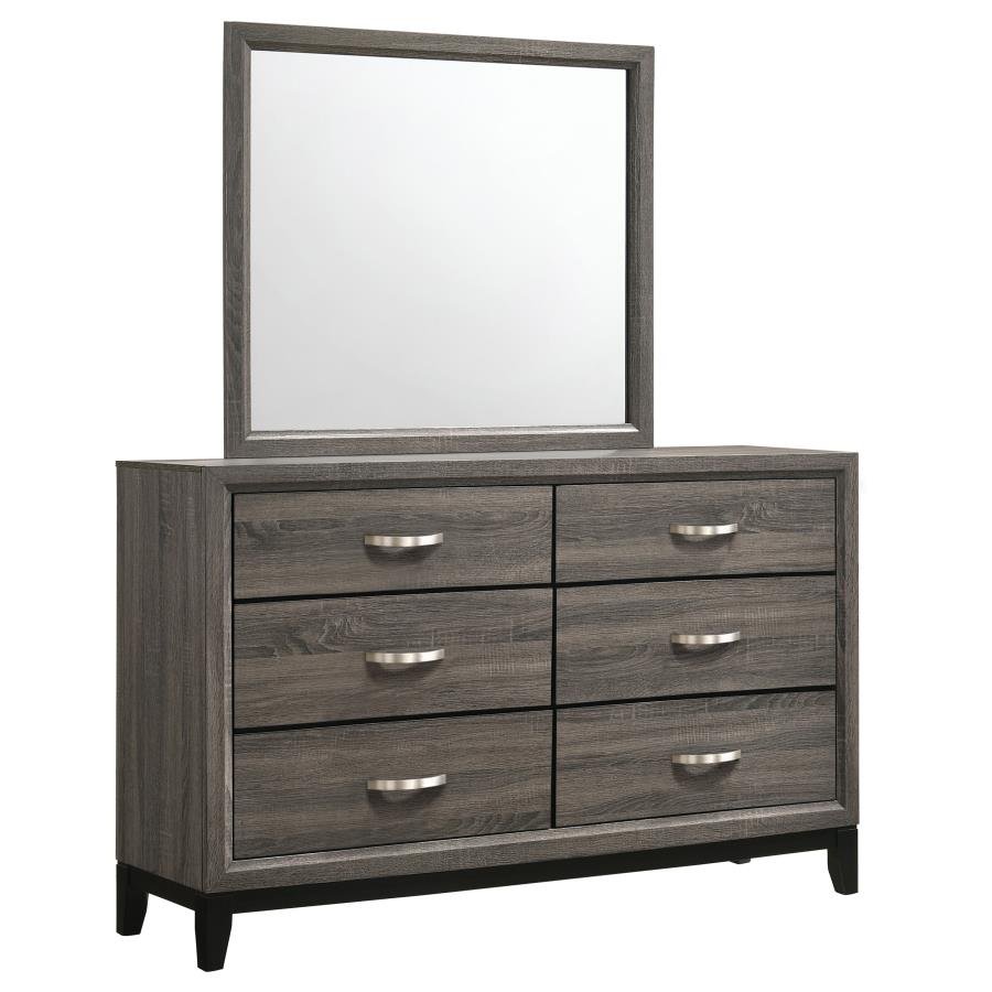 212423M_02x900.jpg WATSON 6-DRAWER DRESSER WITH MIRROR GREY OAK - Image 1
