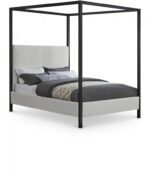 James Linen Textured Fabric Upholstered Bed