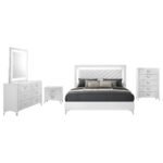 CASSIA 5-PIECE QUEEN LED BEDROOM SET WHITE HIGH GLOSS - Image 2