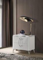 CASSIA 2-DRAWER NIGHTSTAND BEDSIDE TABLE WHITE HIGH GLOSS - Image 2