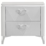 CASSIA 2-DRAWER NIGHTSTAND BEDSIDE TABLE WHITE HIGH GLOSS - Image 3