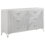 CASSIA 6-DRAWER BEDROOM DRESSER CABINET WHITE HIGH GLOSS