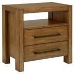 ADDERLEY 2-DRAWER NIGHTSTAND BEDSIDE TABLE WARM BROWN