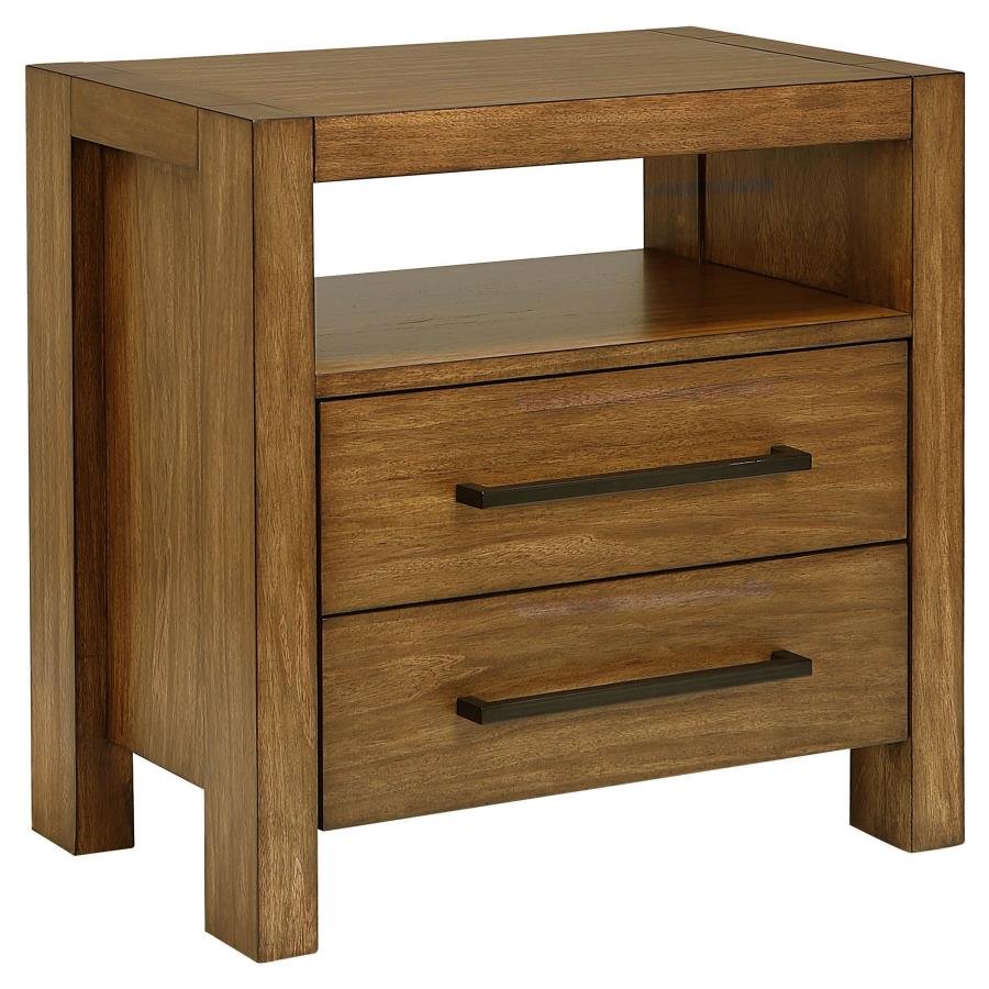215852_SPx900.jpg ADDERLEY 2-DRAWER NIGHTSTAND BEDSIDE TABLE WARM BROWN - Image 1