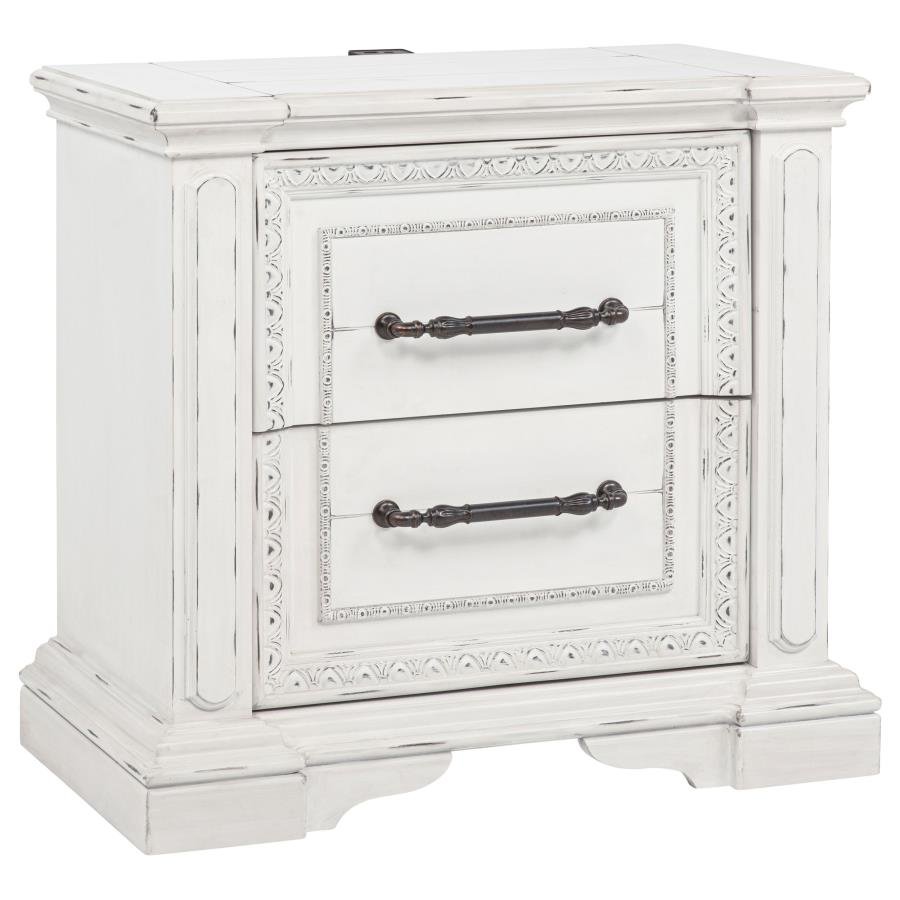 215872_02x900.jpg MCKINNEY 2-DRAWER NIGHTSTAND WITH DUAL USB VINTAGE WHITE - Image 1