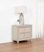 PEMBROKE 2-DRAWER NIGHTSTAND BEDSIDE TABLE WASHED OAK - Image 2
