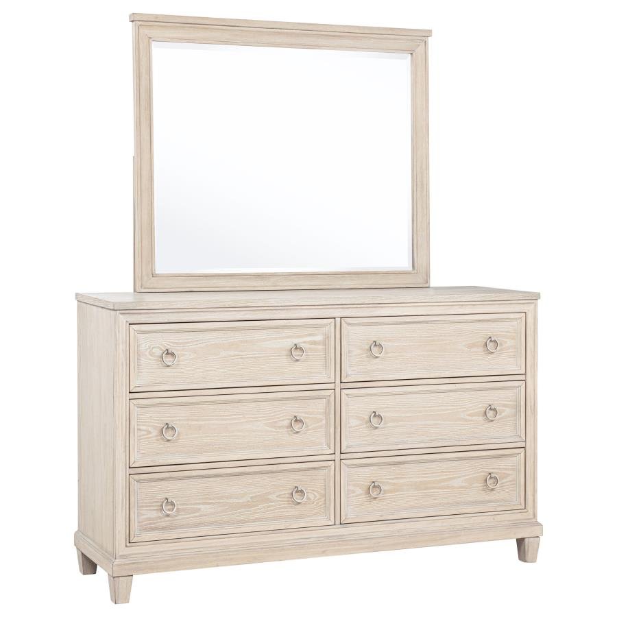 215923M_02x900.jpg PEMBROKE 6-DRAWER BEDROOM DRESSER WITH MIRROR WASHED OAK - Image 1