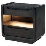 LEANDRO 2-DRAWER LED NIGHTSTAND WITH USB BURNISHED BLACK - Image 4