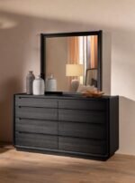 LEANDRO 8-DRAWER BEDROOM DRESSER WITH MIRROR BURNISHED BLACK - Image 2