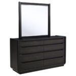LEANDRO 8-DRAWER BEDROOM DRESSER WITH MIRROR BURNISHED BLACK