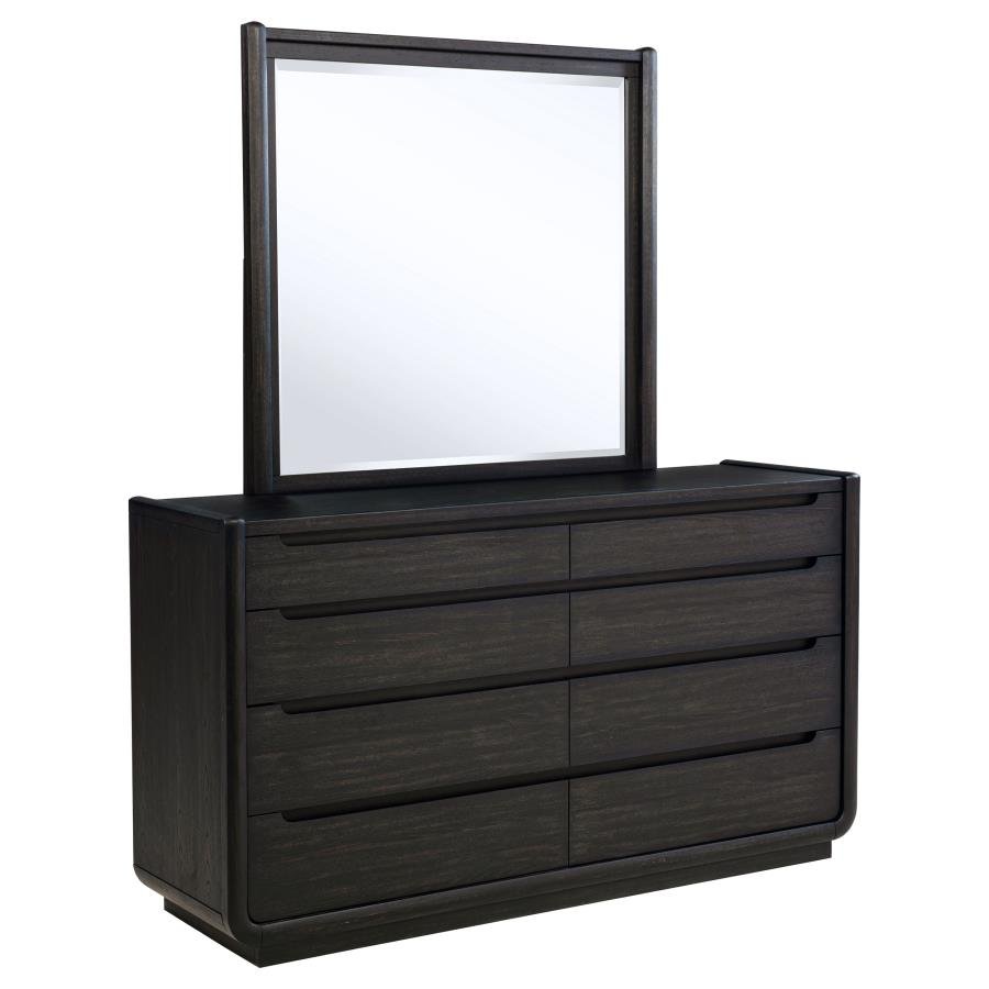 222493M_02x900.jpg LEANDRO 8-DRAWER BEDROOM DRESSER WITH MIRROR BURNISHED BLACK - Image 1