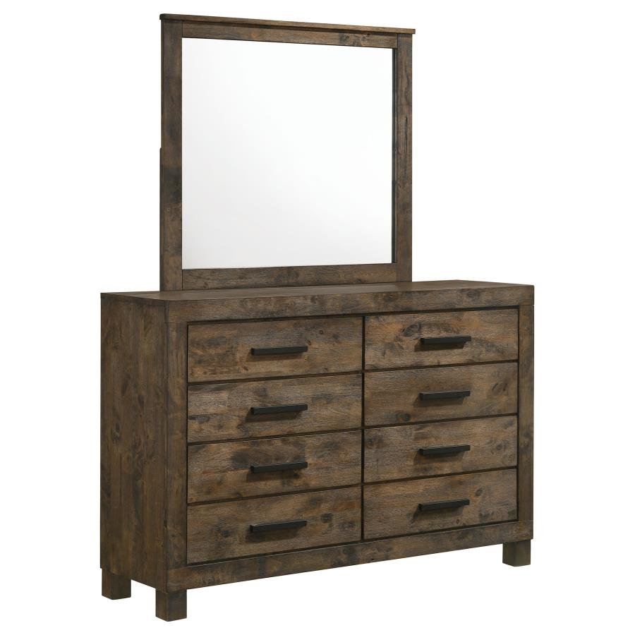 222633M_02x900.jpg WOODMONT 8-DRAWER DRESSER WITH MIRROR RUSTIC GOLDEN BROWN - Image 1
