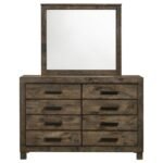WOODMONT 8-DRAWER DRESSER WITH MIRROR RUSTIC GOLDEN BROWN - Image 3