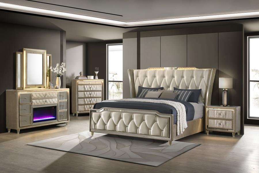 222661Q-S5B_01x900.jpg LORIENT 5-PIECE QUEEN BEDROOM SET IVORY AND CAMEL - Image 1