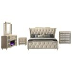 LORIENT 5-PIECE QUEEN BEDROOM SET IVORY AND CAMEL - Image 2