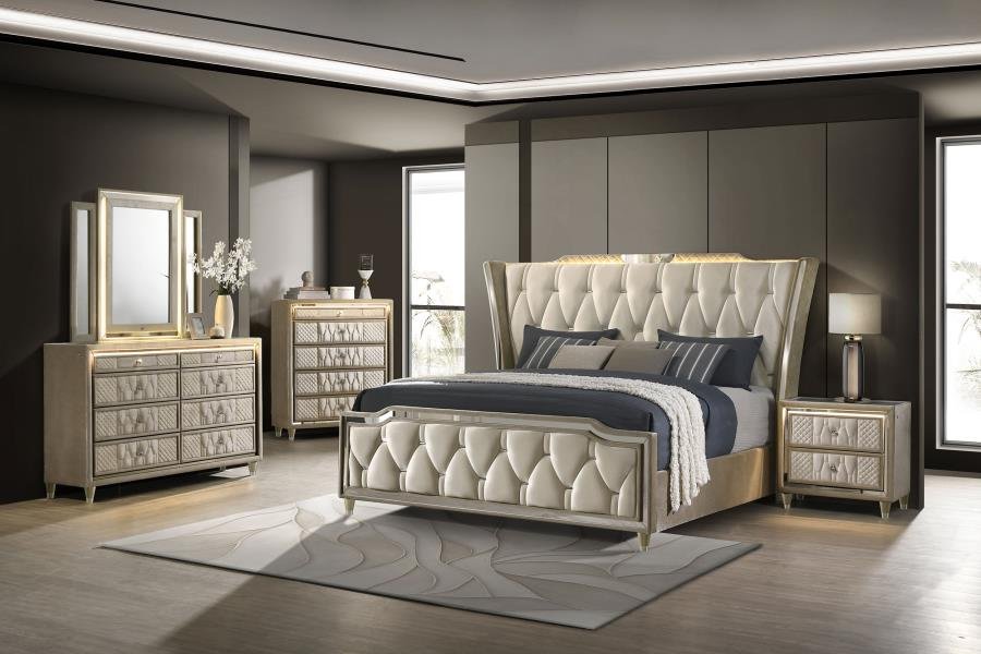 222661Q-S5_01x900.jpg LORIENT 5-PIECE QUEEN BEDROOM SET IVORY AND CAMEL - Image 1