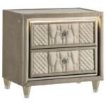 LORIENT 2-DRAWER LED NIGHTSTAND WITH USB IVORY AND CAMEL