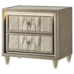 LORIENT 2-DRAWER LED NIGHTSTAND WITH USB IVORY AND CAMEL - Image 4