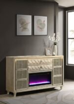 LORIENT 8-DRAWER LED BEDROOM FLAME BOX DRESSER IVORY CAMEL - Image 2
