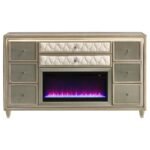 LORIENT 8-DRAWER LED BEDROOM FLAME BOX DRESSER IVORY CAMEL - Image 3