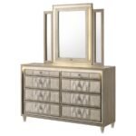 LORIENT 8-DRAWER LED DRESSER WITH MIRROR IVORY AND CAMEL - Image 4