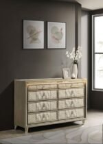 LORIENT 8-DRAWER LED BEDROOM DRESSER CABINET IVORY AND CAMEL - Image 2