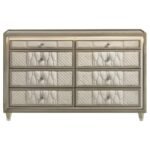 LORIENT 8-DRAWER LED BEDROOM DRESSER CABINET IVORY AND CAMEL - Image 3