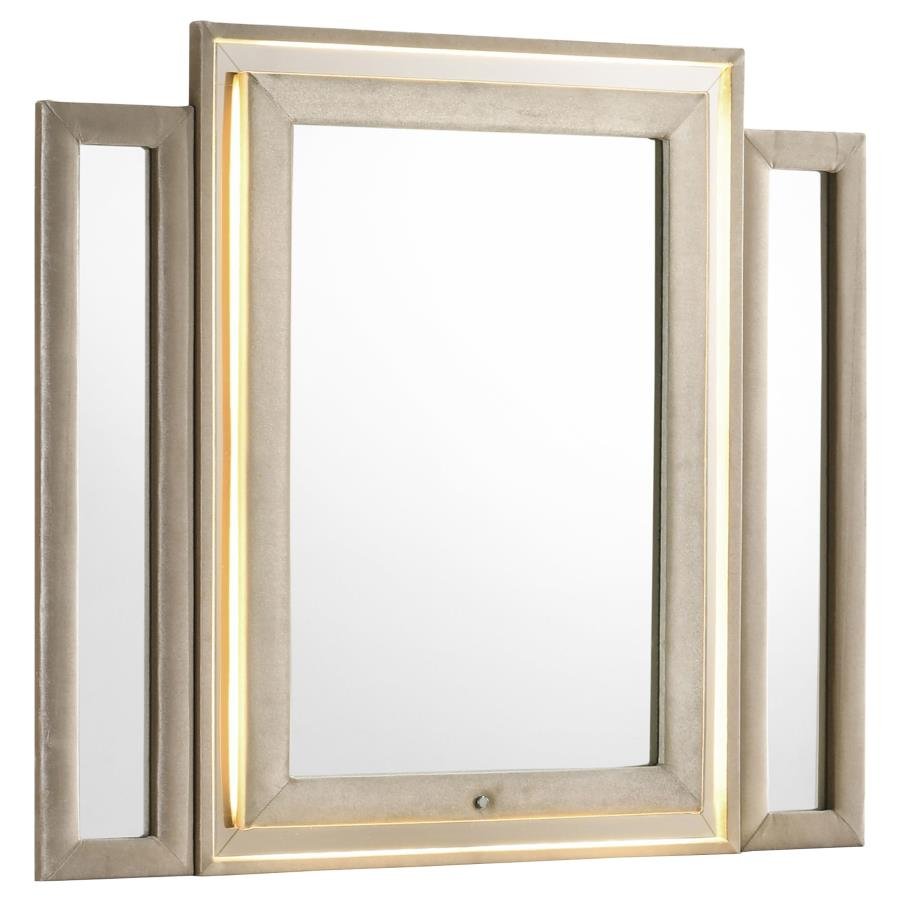 222664_02x900.jpg LORIENT LED DRESSER MIRROR IVORY AND CAMEL - Image 1