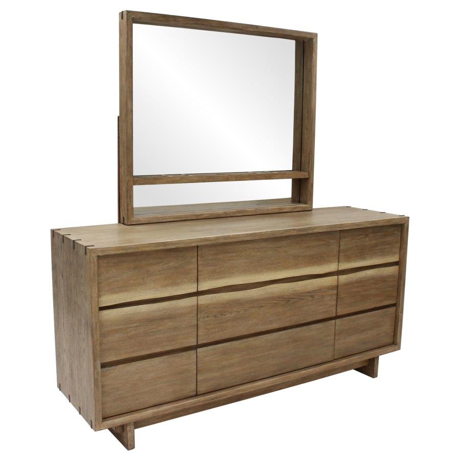 222803_SP1x900.jpg STILLWATER 9-DRAWER LIVE EDGE DRESSER CABINET WEATHERED OAK - Image 1