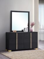 MARCELINE 6-DRAWER DRESSER WITH MIRROR BLACK - Image 2