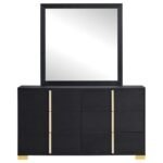 MARCELINE 6-DRAWER DRESSER WITH MIRROR BLACK - Image 3