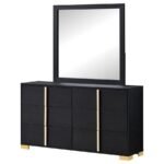 MARCELINE 6-DRAWER DRESSER WITH MIRROR BLACK - Image 4