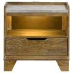 HENDERSON 1-DRAWER LED NIGHTSTAND BEDSIDE TABLE MEDIUM OAK - Image 3
