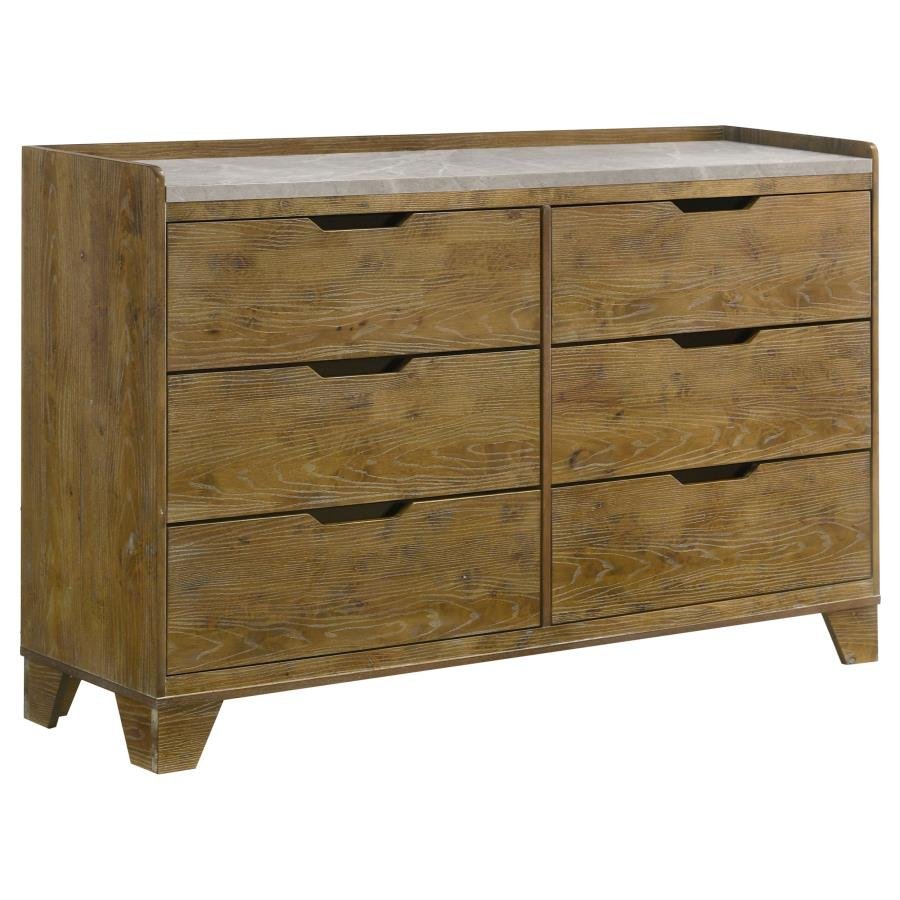 222973_02x900.jpg HENDERSON 6-DRAWER BEDROOM DRESSER CABINET MEDIUM OAK - Image 1
