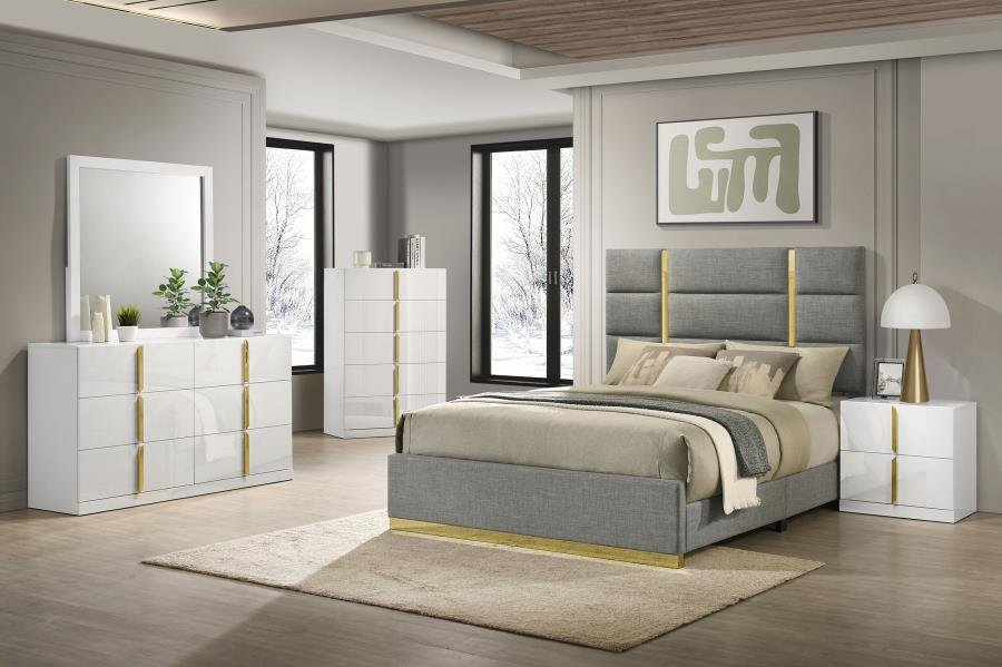 223091GRYQ-S5_01x900.jpg INES 5-PIECE QUEEN BEDROOM SET GREY AND WHITE HIGH GLOSS - Image 1