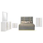 INES 5-PIECE QUEEN BEDROOM SET GREY AND WHITE HIGH GLOSS - Image 2
