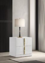 INES 2-DRAWER NIGHTSTAND BEDSIDE TABLE WHITE HIGH GLOSS - Image 2