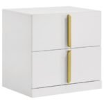 INES 2-DRAWER NIGHTSTAND BEDSIDE TABLE WHITE HIGH GLOSS