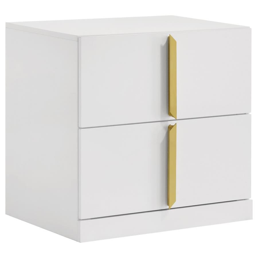 223092_02x900.jpg INES 2-DRAWER NIGHTSTAND BEDSIDE TABLE WHITE HIGH GLOSS - Image 1