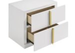 INES 2-DRAWER NIGHTSTAND BEDSIDE TABLE WHITE HIGH GLOSS - Image 7