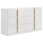 INES 6-DRAWER BEDROOM DRESSER CABINET WHITE HIGH GLOSS