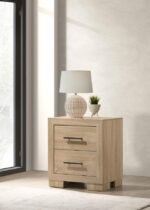 ARIELLE 2-DRAWER BEDROOM NIGHTSTAND WITH CASTERS LIGHT OAK - Image 2