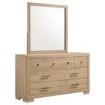 ARIELLE 6-DRAWER BEDROOM DRESSER WITH MIRROR LIGHT OAK