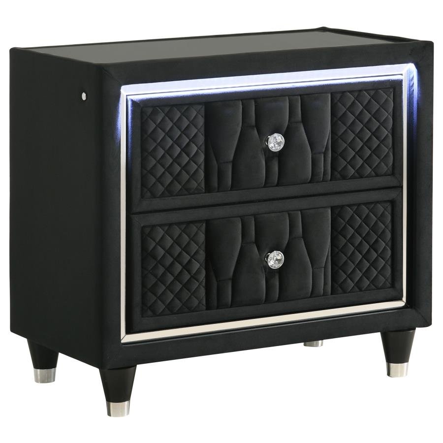 223162_02x900.jpg LORIENT 2-DRAWER LED NIGHTSTAND WITH USB BLACK - Image 1