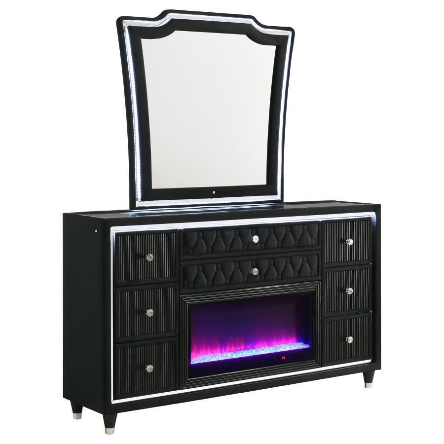 223163FBM_02x900.jpg LORIENT 8-DRAWER LED FLAME BOX DRESSER AND MIRROR BLACK - Image 1