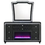 LORIENT 8-DRAWER LED FLAME BOX DRESSER AND MIRROR BLACK - Image 3