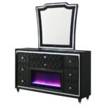LORIENT 8-DRAWER LED FLAME BOX DRESSER AND MIRROR BLACK - Image 4