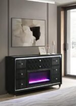 LORIENT 8-DRAWER LED BEDROOM FLAME BOX DRESSER BLACK - Image 2