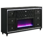 LORIENT 8-DRAWER LED BEDROOM FLAME BOX DRESSER BLACK